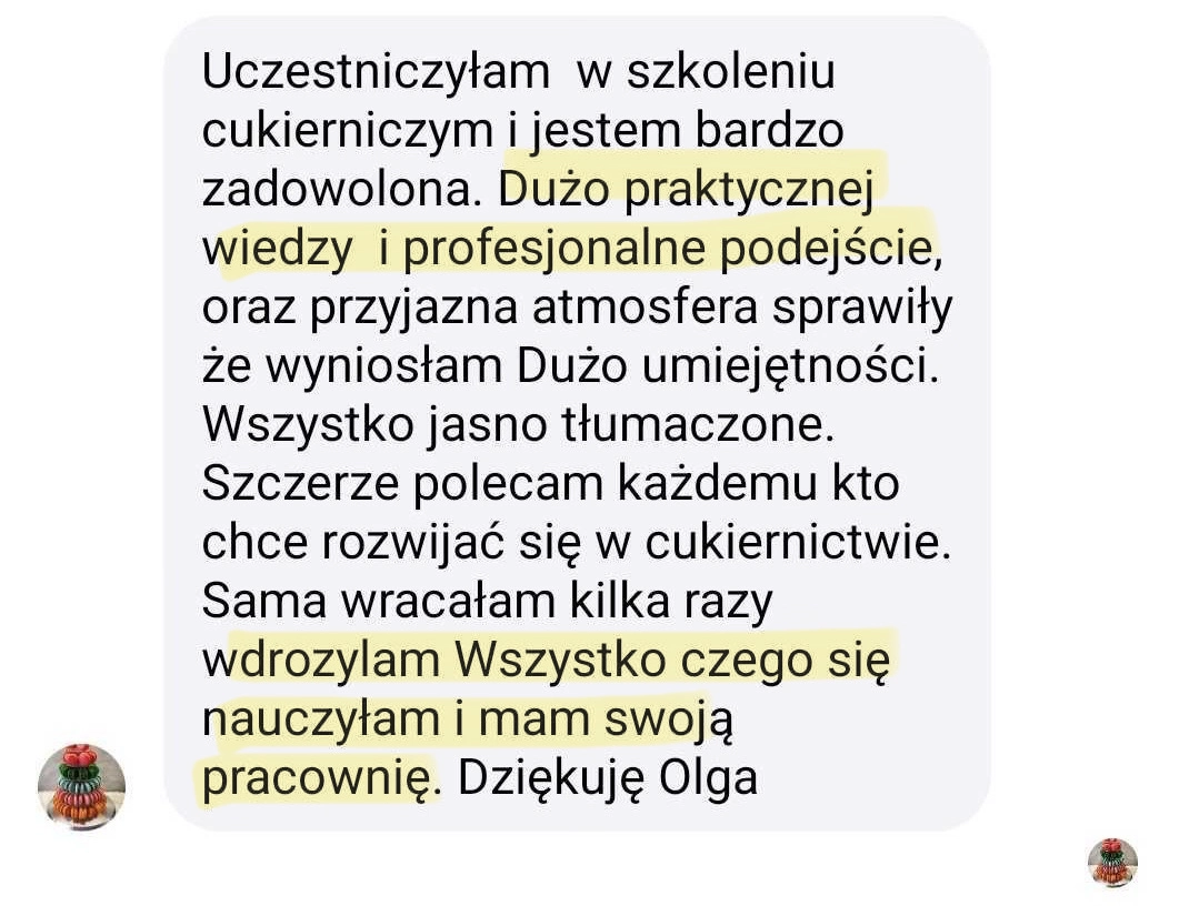 Uczestniczka szkolenia cukierniczego