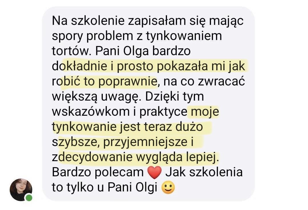 Efekt szkolenia z tynkowania tortów